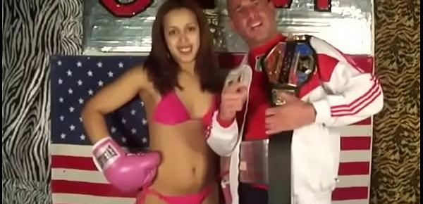  Boxing Babe vs man in Belly Punching Boxing match
